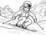 Enjoy Skiing Coloring  Page sketch template