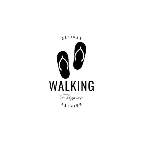 Premium Vector | Walking slippers logo design vector