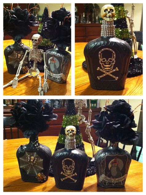 Halloween fun with crown Royal bottles. | Liquor bottle crafts ...