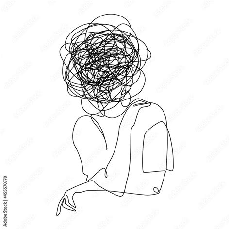 Vecteur Stock Continuous one line drawing of a woman with confused feelings worried about bad ...