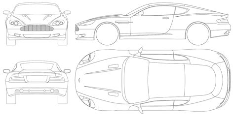 Aston Martin DB9 Blueprint - Download free blueprint for 3D modeling