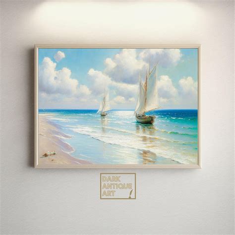 Vintage Sailboats Coastal Oil Painting Vintage Landscape - Etsy