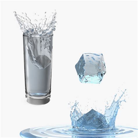 Ice cube water splash 3D - TurboSquid 1408074