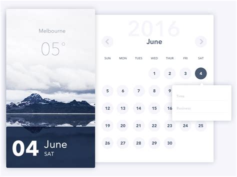 Calendar widget by Darren on Dribbble