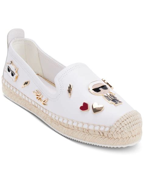 Karl Lagerfeld Michaela Embellished Slip-on Espadrille Flats in White ...