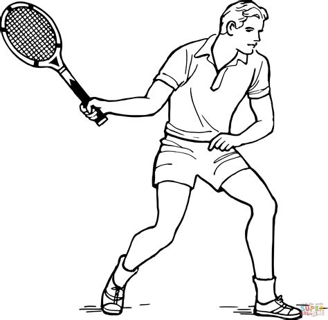 Ausmalbild: Vintager Vintage-Tennisspieler | Ausmalbilder kostenlos zum ausdrucken