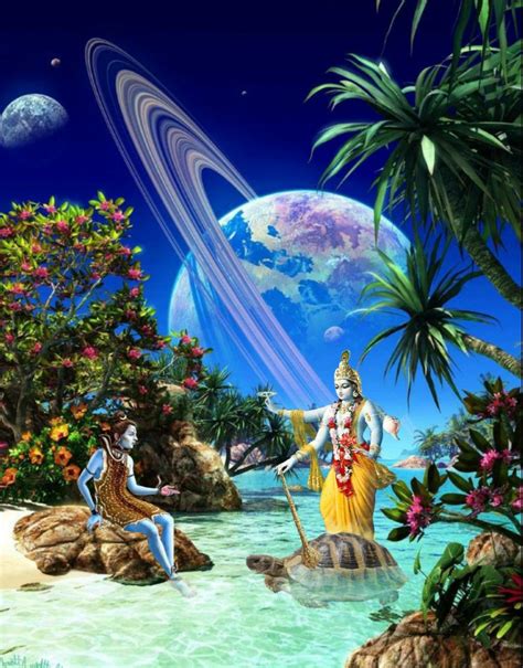 Lord Shiva and Lord Vishnu as Tortoise (Kurma Avatar) during Samudra ...