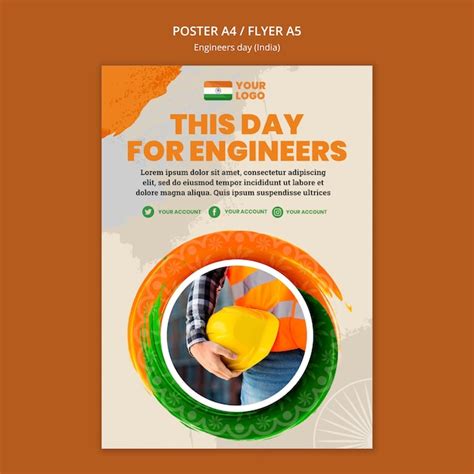 Free PSD | Poster template for engineers day celebration