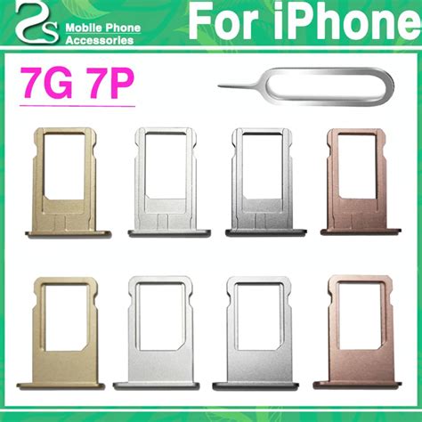 New 7G 7 Plus Sim Card Tray For IPhone 7 7P Sim Card Slot Holder Rose Gold / Gold / Sliver / Jet ...