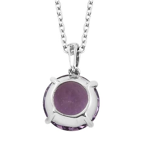 Buy AAA Rose De France Amethyst Solitaire Pendant Necklace 20 Inches in Stainless Steel 6.10 ctw ...