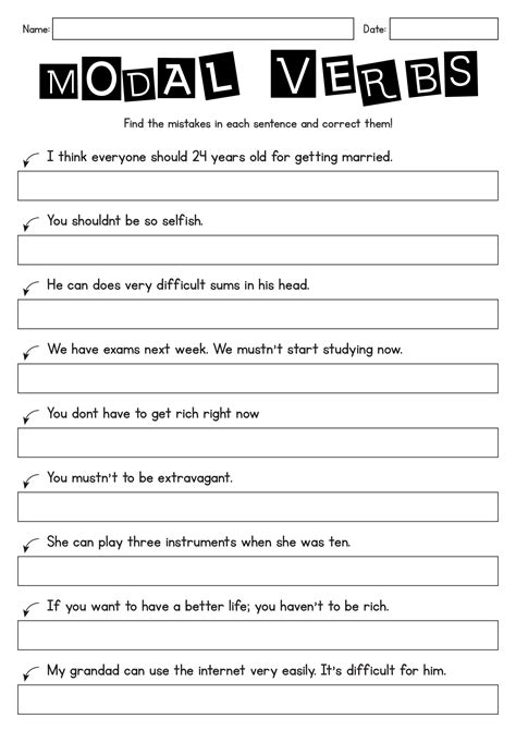 14 Modals ESL Worksheets - Free PDF at worksheeto.com