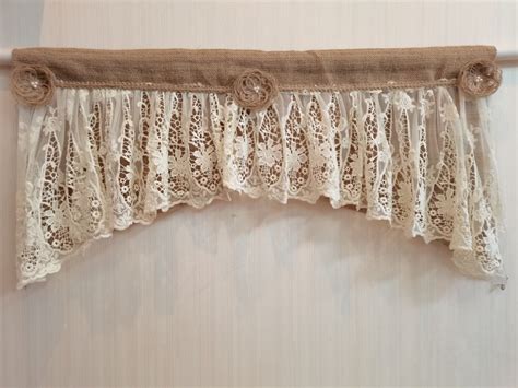 Custom Romantic Kitchen Valance Burlap Lace Decor Kitchen - Etsy