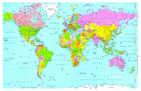 Laminated WORLD MAP POLITICAL Map Learning Kids Educational School Type Poster Wall Chart A1 ...