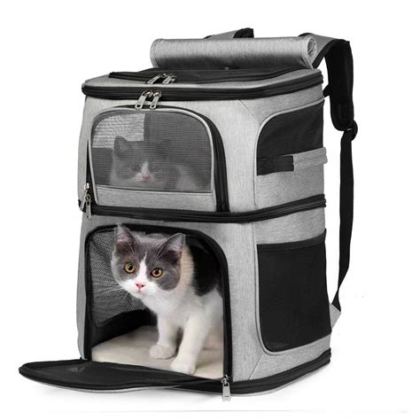 Double Layer Cat Carrier Backpack Removable Cat Carrier for 2 Cats ...