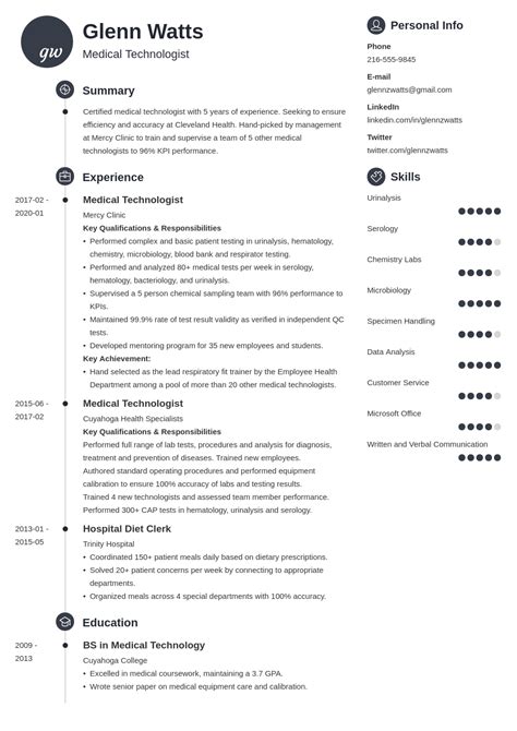 Medical Technologist Resume: Samples and Guide