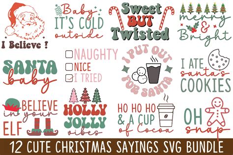 Cute Christmas Sayings SVG Bundle Graphic by designking · Creative Fabrica