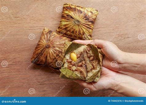 Freshly Cooked Sticky Rice Wrapped in Lotus Leaf Stock Photo - Image of asia, appetizer: 74442376