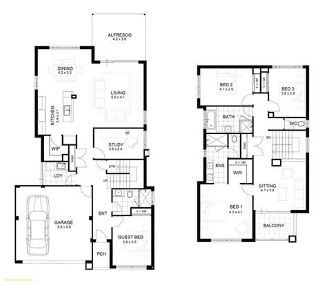 two storey house floor plan with dimensions house for | Two story house ...