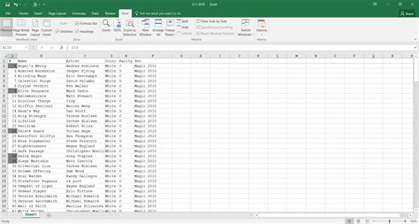 Excel Spreadsheet Lists : magicTCG