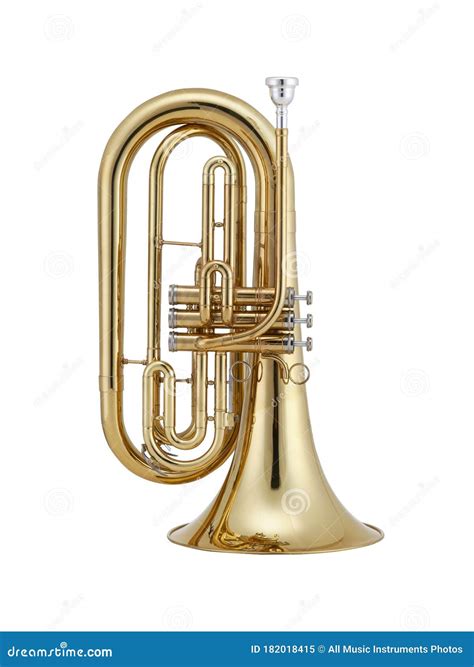 Glossy Golden Baritone, Baritone, Brass Classical Music Instrument Isolated on White Background ...