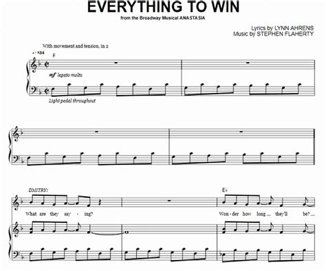 Anastasia - Everything To Win Free Sheet Music PDF for Piano | The ...