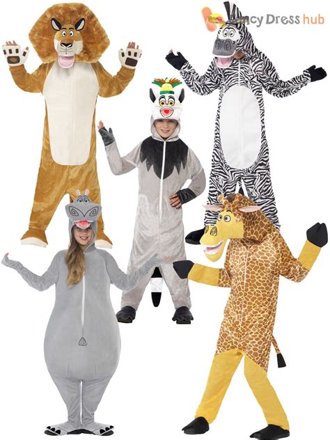 Kids Madagascar Costume Boys Girls Animal Fancy Dress Zoo Jungle Book ...