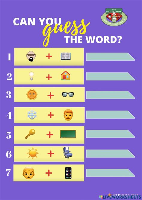 Emoji guess the word worksheet | Guess the word, Guess the emoji, Guess ...