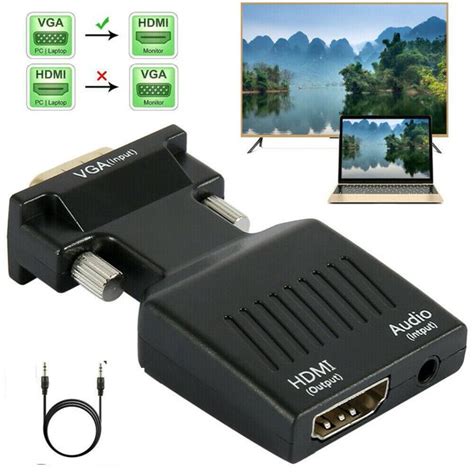 HDMI Female to VGA Male Adapter Converter with Audio Cable Support 1080P Output - Walmart.com ...