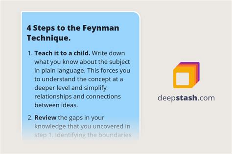 4 Steps to the Feynman Technique. - Deepstash