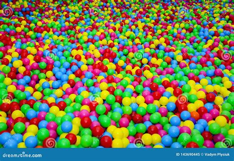 Ball Pit with Colorful Plastic Balls in Children Entertainment Center. Pool with Bright Balls ...