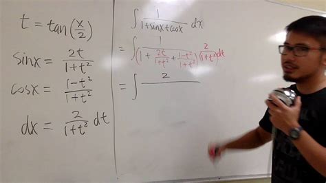 weierstrass substitution, integral of 1/(1+sin(x)+cos(x)) - YouTube