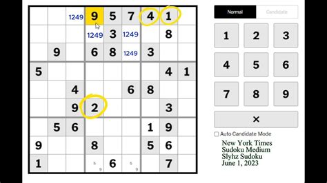 New York Times Sudoku Medium June 1, 2023 - YouTube