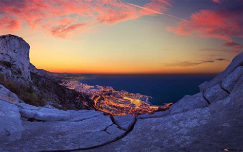 View from Mountain Top: Monaco at Night 4K wallpaper download