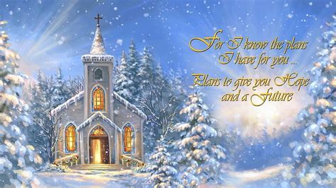 Holy Winter Church, stars, Christmas, holidays, Christmas Tree, New ...