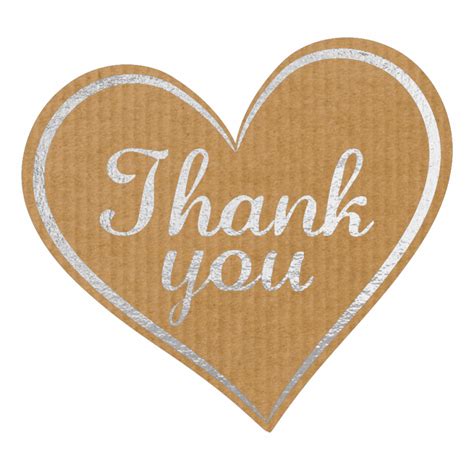 Thank You Heart Stickers - Paper/Silver Design