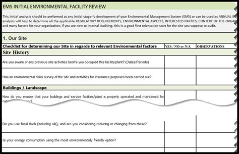 ISO 14001 Audit Checklist for ISO 14001:2015