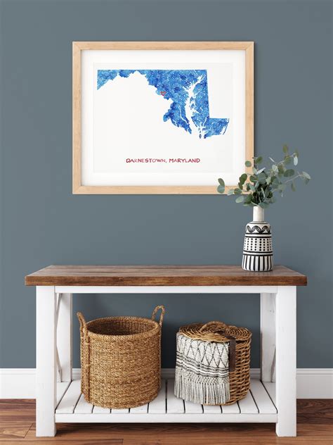 Darnestown Maryland Map Art Watercolor Map Art Print | Etsy