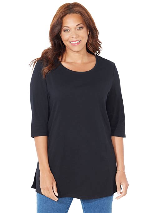 Catherines - Catherines Women's Plus Size Easy Fit 3/4-Sleeve Scoopneck ...