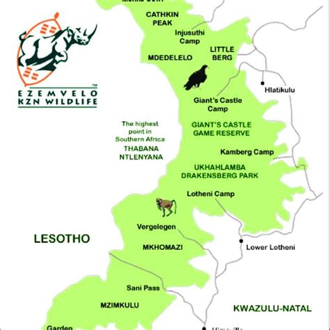 A map of uKhahlamba Drakensberg Park Source: Ezemvelo-KZN-Wildlife (2018) | Download Scientific ...