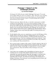 Reagan Challenger Speech.pdf - RHETORIC 9 – PASSAGE SET Passage 1 ...