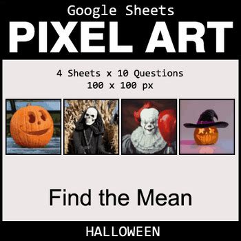 Google Sheets Halloween Pixel Art Math - Find the Mean by Math Games Hero