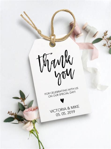 Rustic Thank you Tags, Modern Minimalist Welcome Tag, Wedding Favor Tag ...