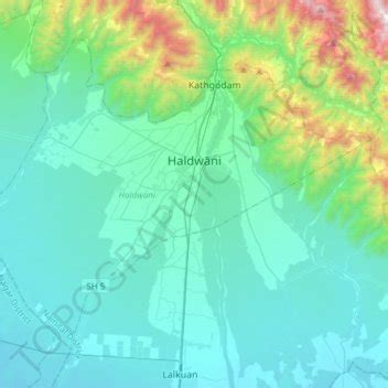 Haldwani topographic map, elevation, terrain