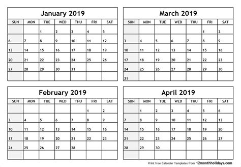 Monthly Print Calendars Templates 2020 Multiple Months Per Page | Calendar Template Printable