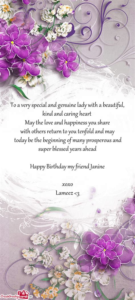 Happy Birthday my friend Janine - Free cards