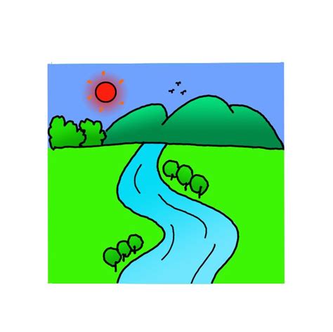 Drawing a Serene River Landscape