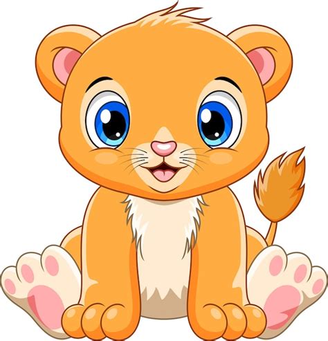 Premium Vector | Cute baby lion cartoon