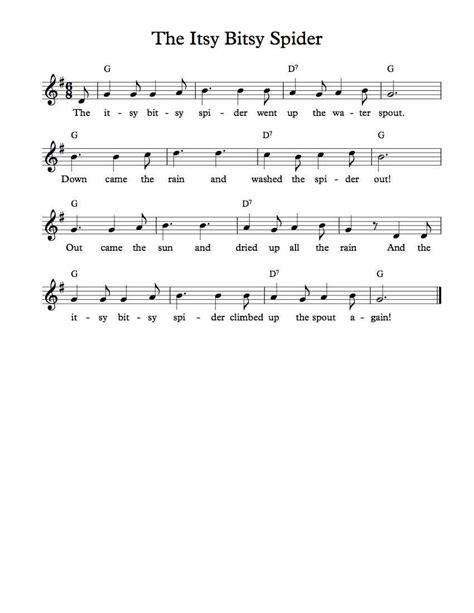 Free Vocal Sheet Music – The Itsy Bitsy Spider – Michael Kravchuk