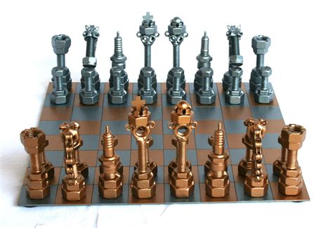 Modern Chess Set With Metal Chess Pieces Personalized Metal - Etsy