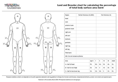 The Lund and Browder Chart for calculation of TBSA (Permission to... | Download Scientific Diagram